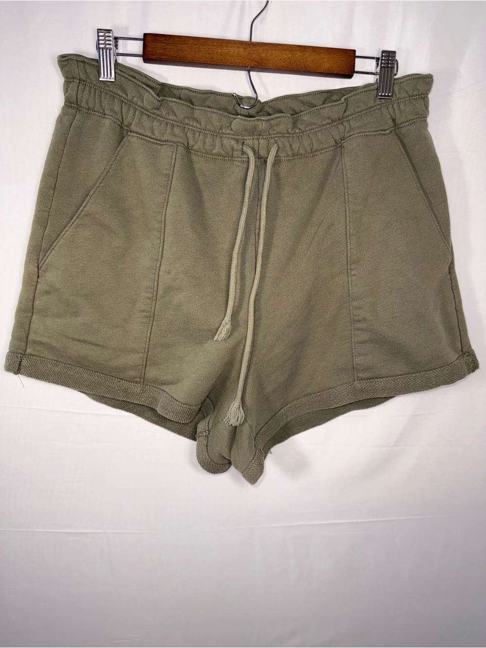 Abercrombie & Fitch Women Olive Green Lounge Drawstring Summer Shorts Size XL